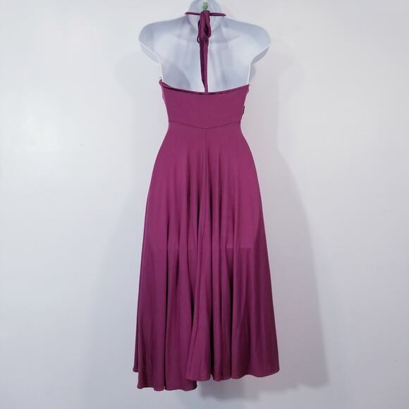 Sky Purple Halter Dress Braided Thick Belt Empire Waist Y2K Style - Picture 4 of 14
